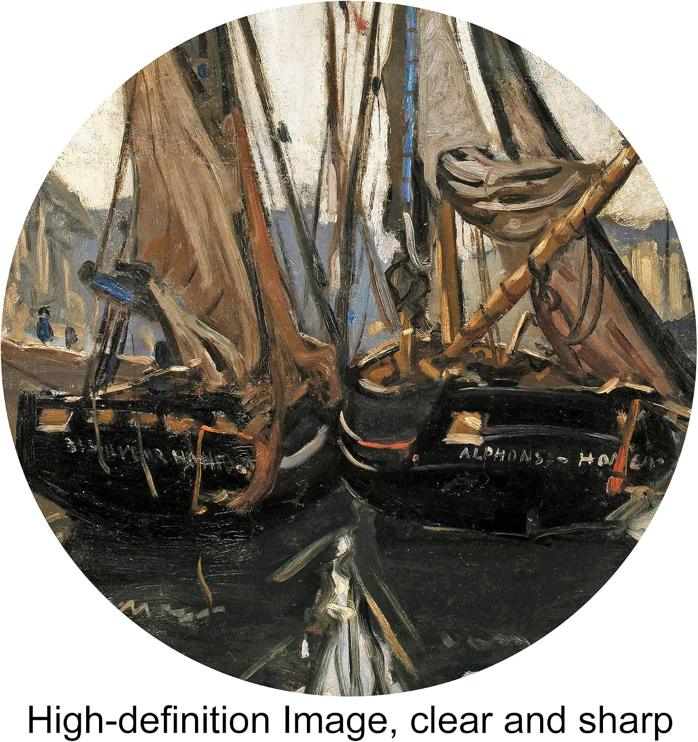 Boats by Claude Monet Painting Reproductions Framed Size:36x30 inches,Image Size:30x24 inches World Classic Reproductions For HomeDecor,Gold Frame