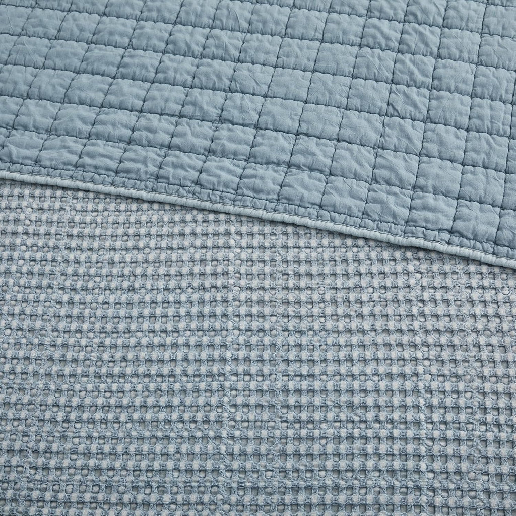 Levtex Home Mills Waffle Queen Bedspread Set (106x106in) with 2 Pillow Shams (26x20in) - Chambray - Cotton Waffle Queen Size Bedspread Set - Lightweight, Soft, Pre-Washed