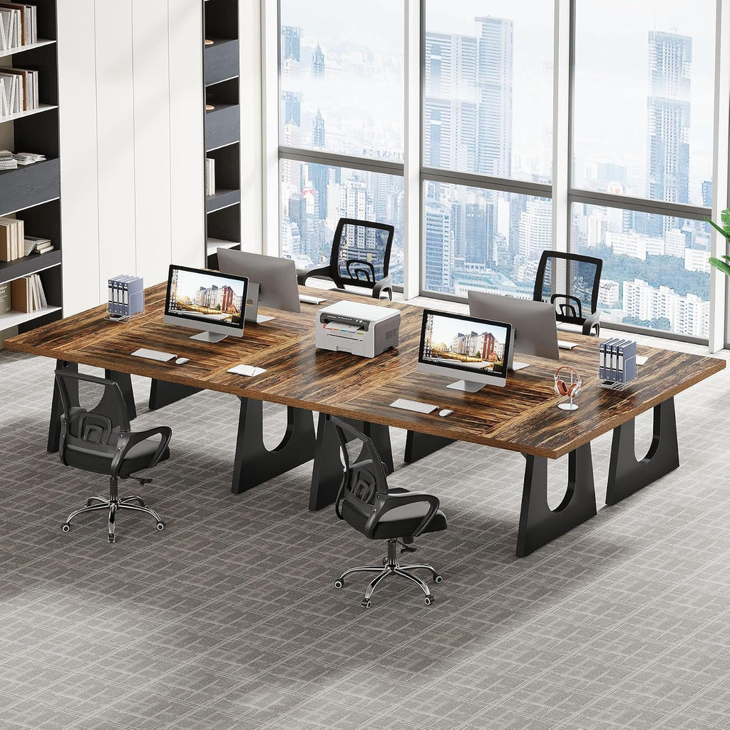 Tribesigns 70.86-Inch Executive Desk, Large Computer Office Desk with Double Wood Pedestal, Modern Simple Style Rectangle Writing Table for Home Office (Dark Brown)