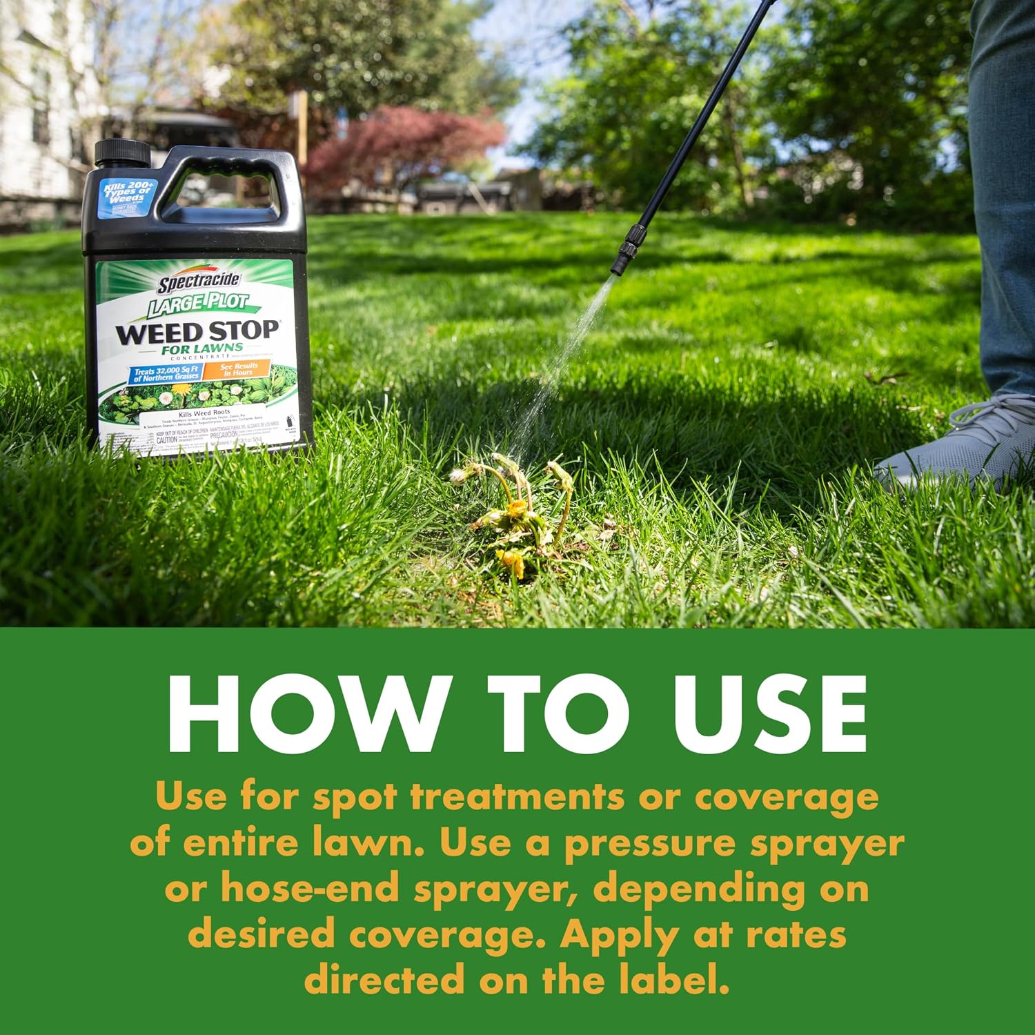 Spectracide Large Plot Weed Stop for Lawns Concentrate, 1 Gallon, Kills More Than 200 Types of Weeds as Listed, Pack of 4