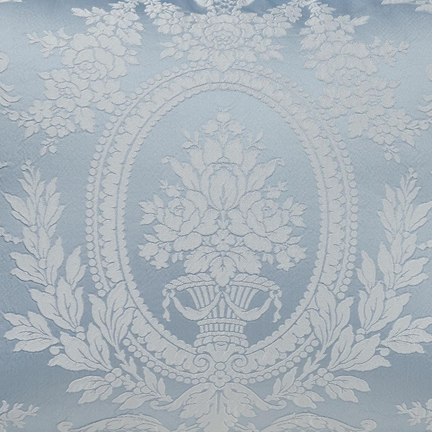 Contessa Luxury Bedding | Iced Platinum and Powder Blue | Puff Jacquard-Woven | 11 Pc Bed Set: Queen Comforter, Bedskirt, 2 Standard Shams, 2 Euro Shams, 2 Euro Pillow Inserts and 3 Decorative Pillows