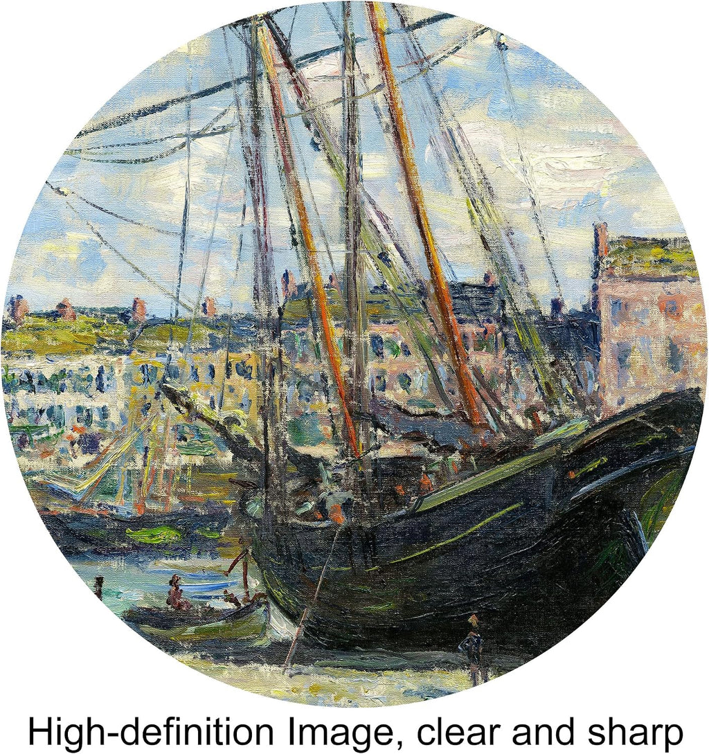 Boat Lying at Low Tide by Claude Monet Painting Reproductions Framed Size:36x26 inches,Image Size:30x20 inches World Classic Reproductions For HomeDecor,Gold Frame