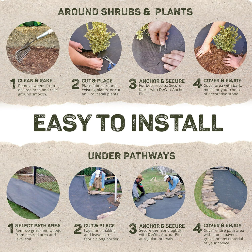 Dewitt 6 x 250 Foot Weed and Mulch Barrier Landscape Woven Fabric Ground Cover, Ideal as Fabric for Yards, Grounding Sheets, Fake Rock, or Floor Mat
