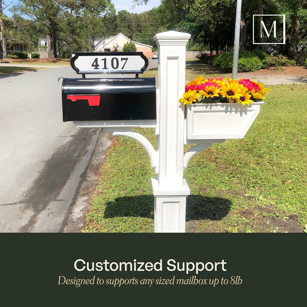 Mayne Westbrook Mailbox Post with Standard Arm and Planter – Weather-Resistant, Durable Classic Design – Easy-to-Install Outdoor Mailbox Post