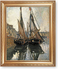Boats by Claude Monet Painting Reproductions Framed Size:36x30 inches,Image Size:30x24 inches World Classic Reproductions For HomeDecor,Gold Frame