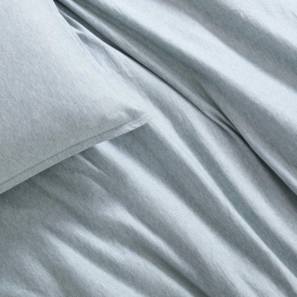 Calvin Klein - Queen Comforter Set, Naturally Soft Cotton Cotton Melange Jersey Bedding with Matching Pillowcases, 3 Piece Bed Set (Modern Cotton Melange Blue)