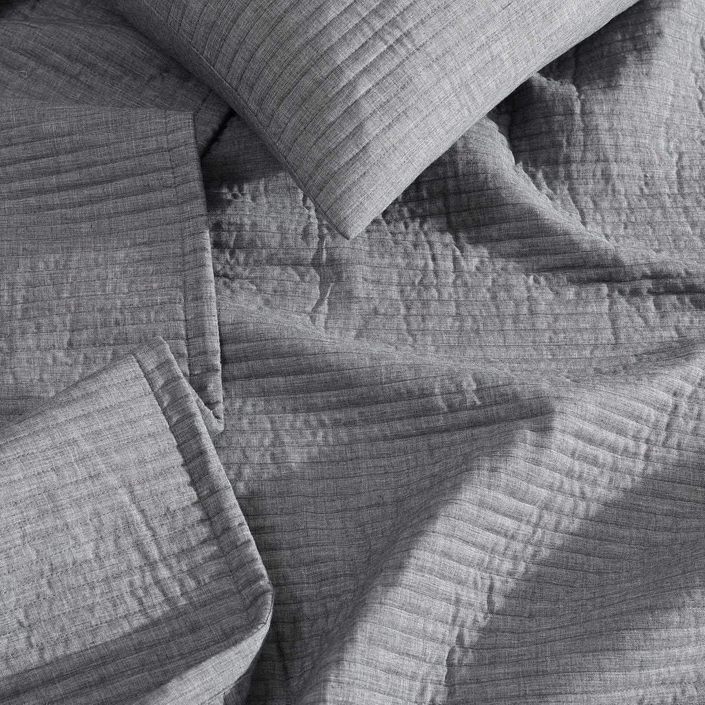 Calvin Klein - Queen Quilt Set, Luxuriously Soft Channel Stitch Bedding with Matching Shams, Cozy Home Decor (Mini Channel Stitch Solid Grey, Queen)