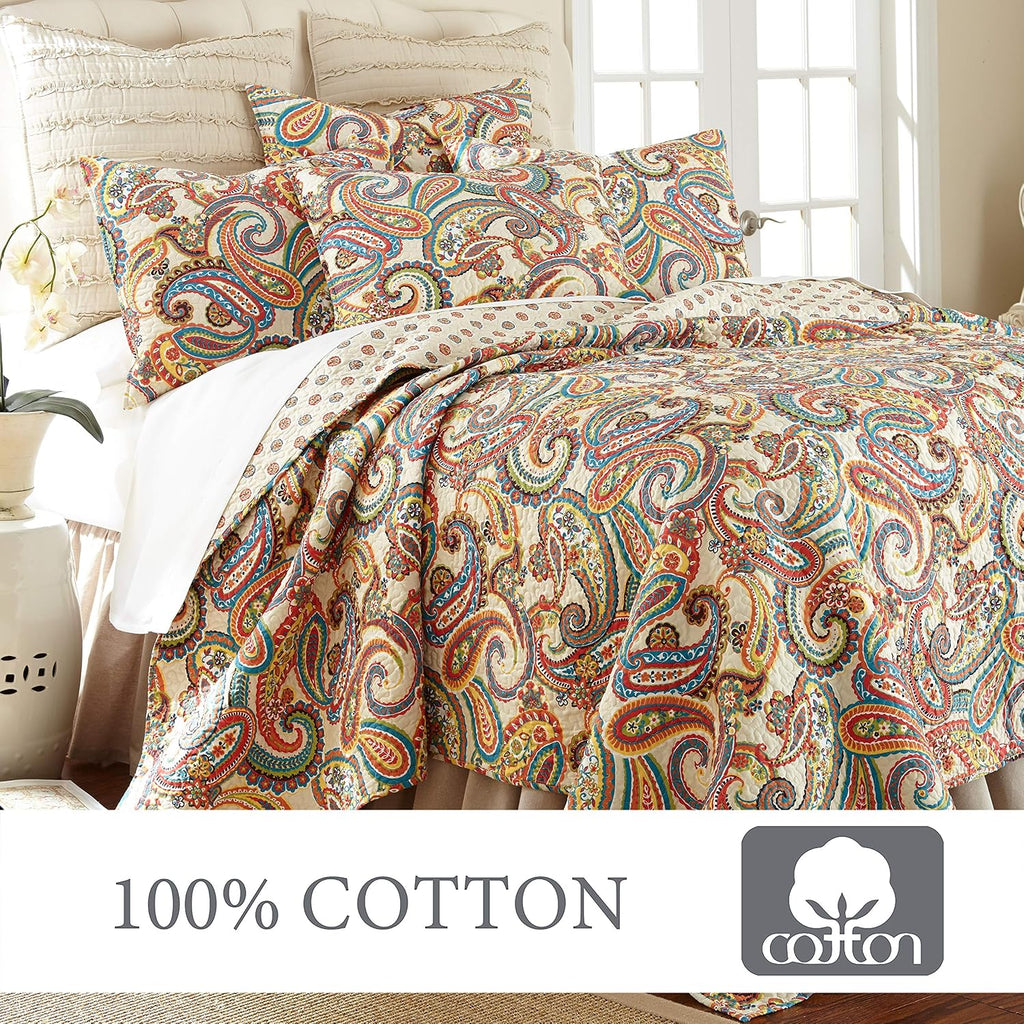 Levtex Home Alyssa Paisley Twin Cotton Quilt Set Autumn Colors