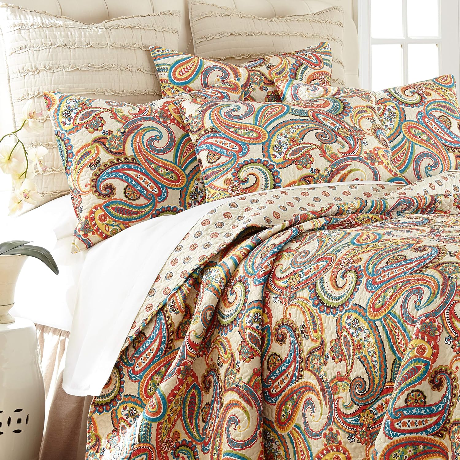 Levtex Home Alyssa Paisley Twin Cotton Quilt Set Autumn Colors