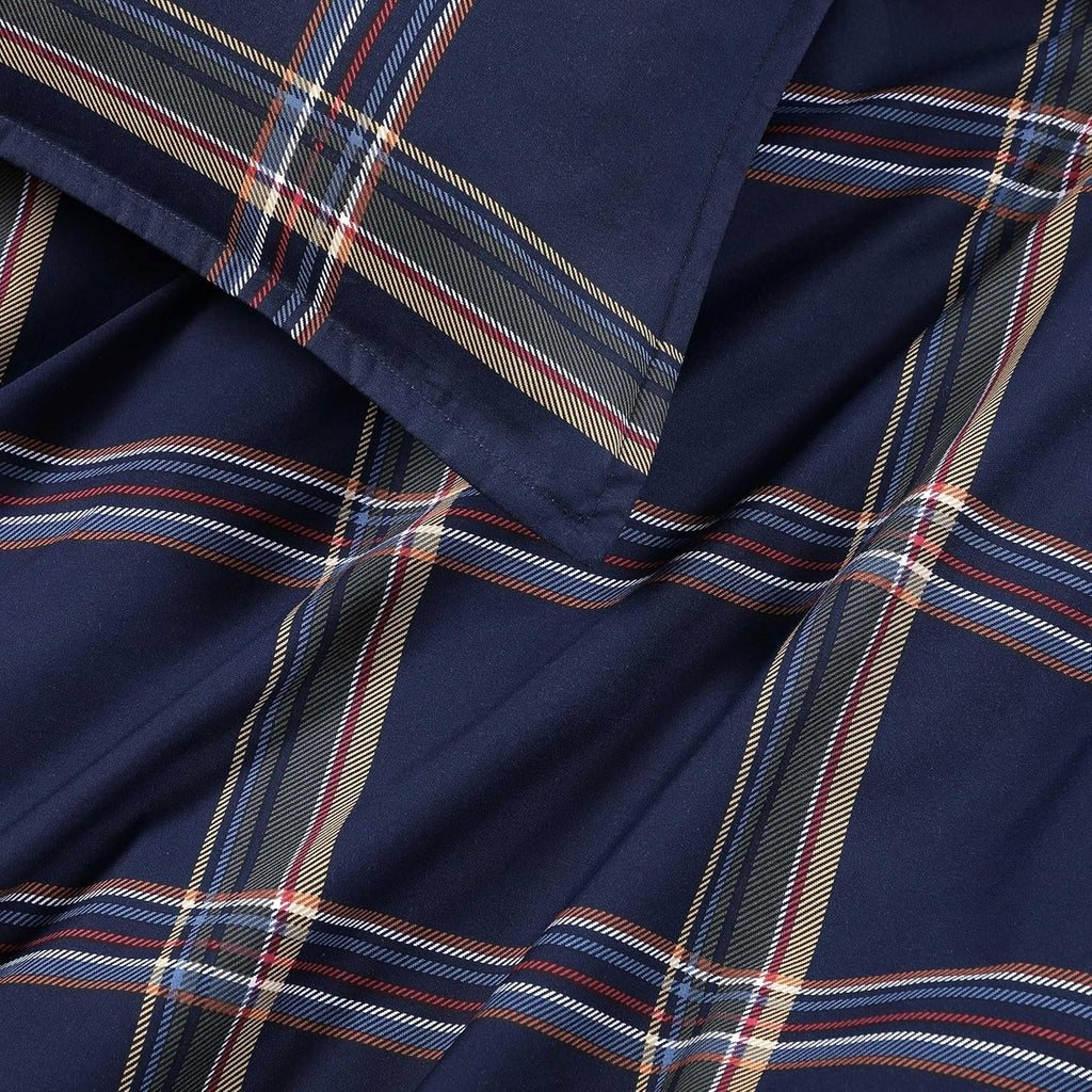 Tommy Hilfiger - Queen Duvet Covet Set, 100% Soft & Breathable Cotton Bedding, Lightweight for Year Round Comfort, 3 Piece Bed Set with Matching Button Closure Pillowcases (Beacon Plaid Blue)