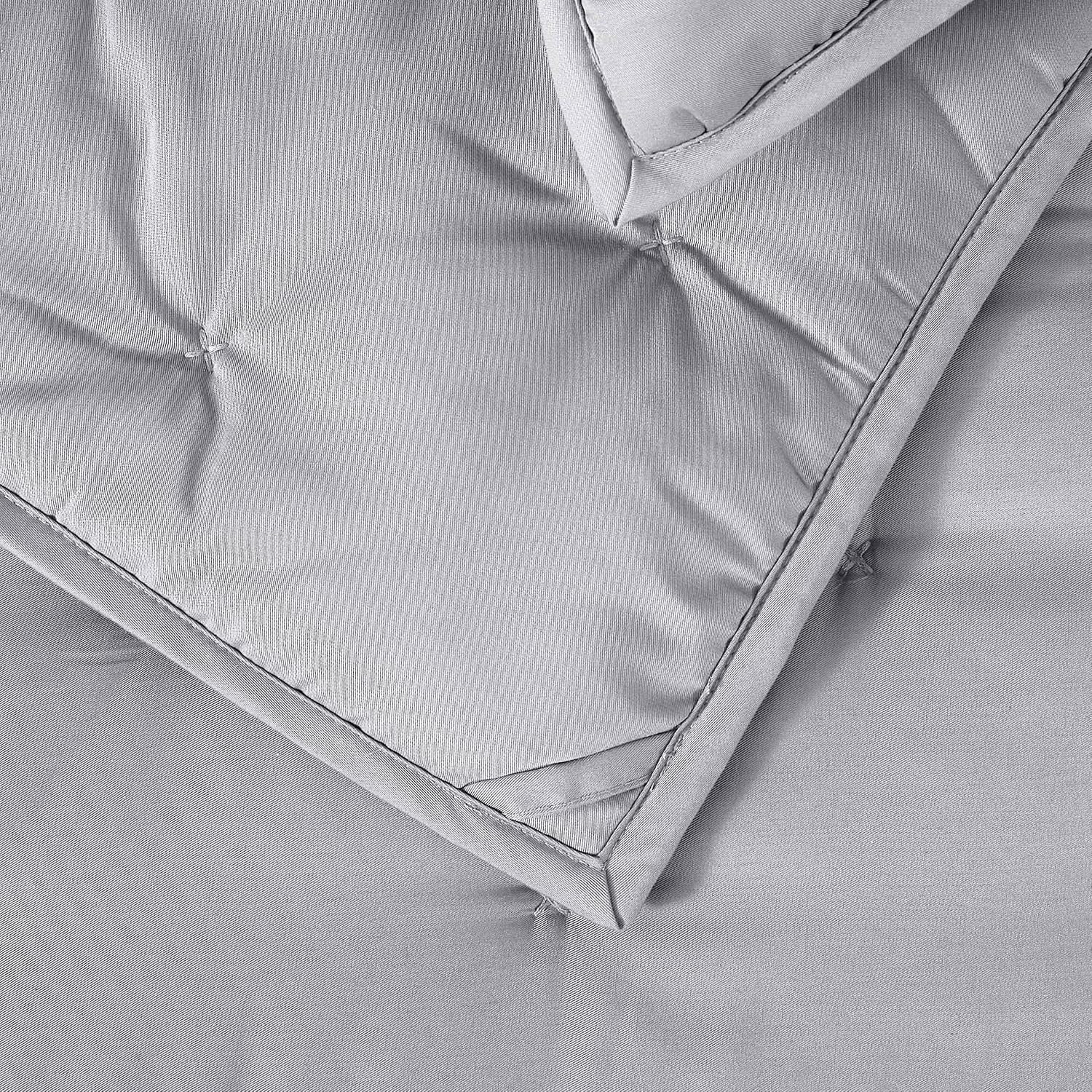 100% Viscose Derived from Bamboo Quilt Set, Soft Dreamer Cross Stitch Bedding, All Season Down Alternative Comforter with 4 Corner Loops, 3-Piece Set, Full/Queen, Silver Grey