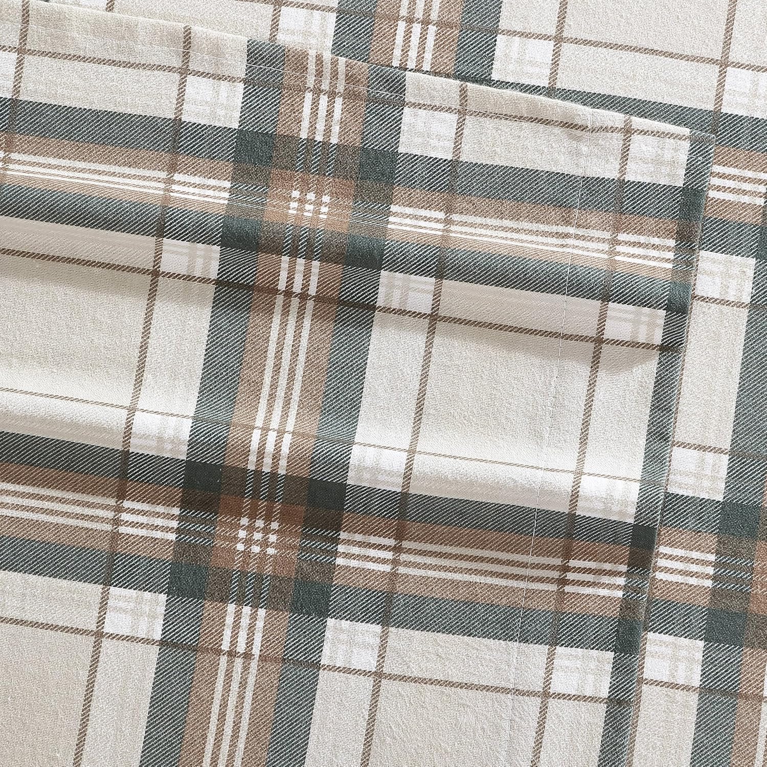 Eddie Bauer - Flannel Sheets King Size, Anti-Pilling & Wrinkle Resistant Cotton, Touchably Soft for All-Season Comfort - Bed Sheets with Matching Pillowcases & Fitted Sheet (Edgewood Plaid Green)