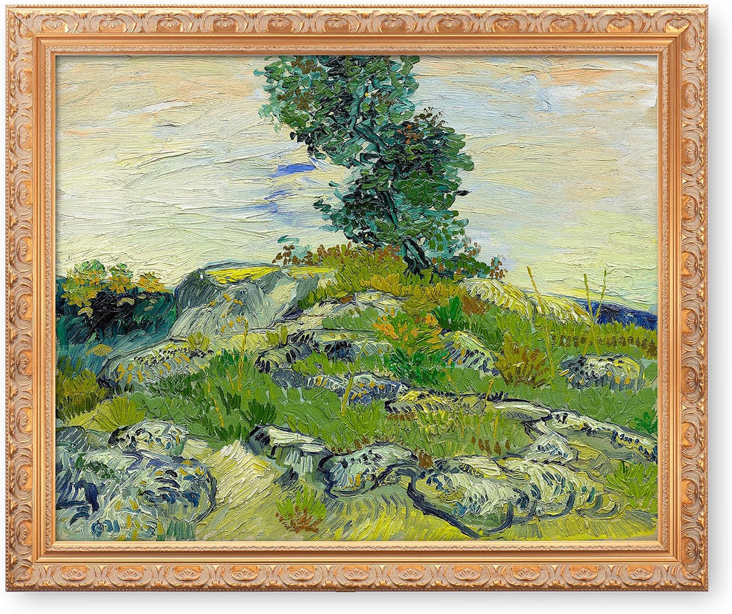 BOTTEGAARTS The Rocks Wallart Image Size:30x24 Framed Size:34.5x26.5 Wooden Golden Frame Vangogh Classic Art Reproductions. Giclee Print