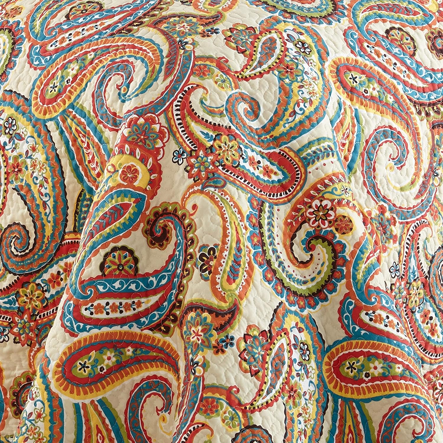 Levtex Home Alyssa Paisley Twin Cotton Quilt Set Autumn Colors