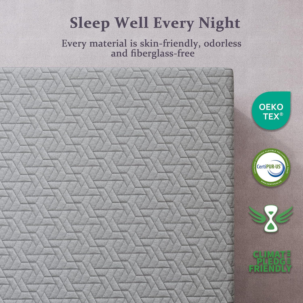 Sleepmax Extra Firm Mattress Topper 3 Inch Twin XL - Fusion Memory Foam Bed Topper Enhanced Pain Relief - Gel Bamboo Charcoal Green Tea Copper Cooling Pad with Cover No Odor - CertiPUR-US Certified