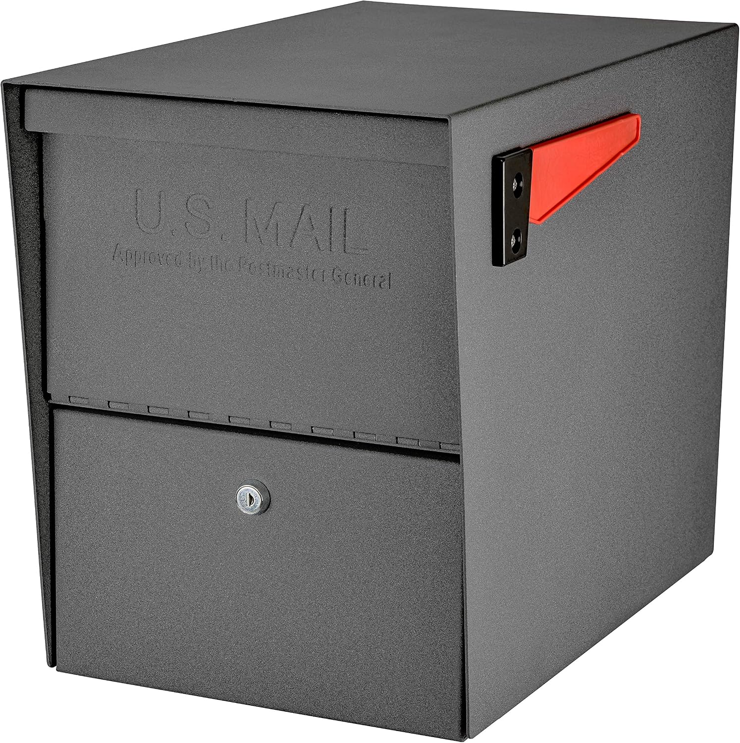 Mail Boss 7205 Package Master Curbside Locking Security Mailbox | Granite 21.5 x 12 x 16.5 inches & 7126 Surface Mount, Granite Mailbox Post