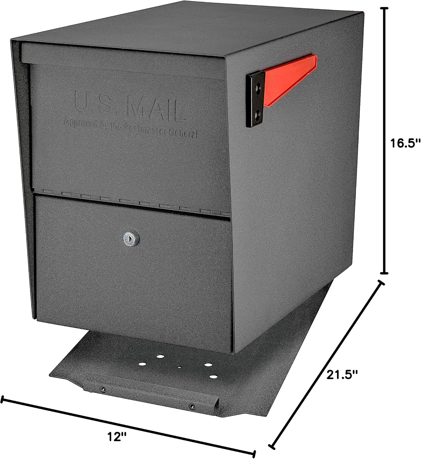Mail Boss 7205 Package Master Curbside Locking Security Mailbox | Granite 21.5 x 12 x 16.5 inches & 7126 Surface Mount, Granite Mailbox Post