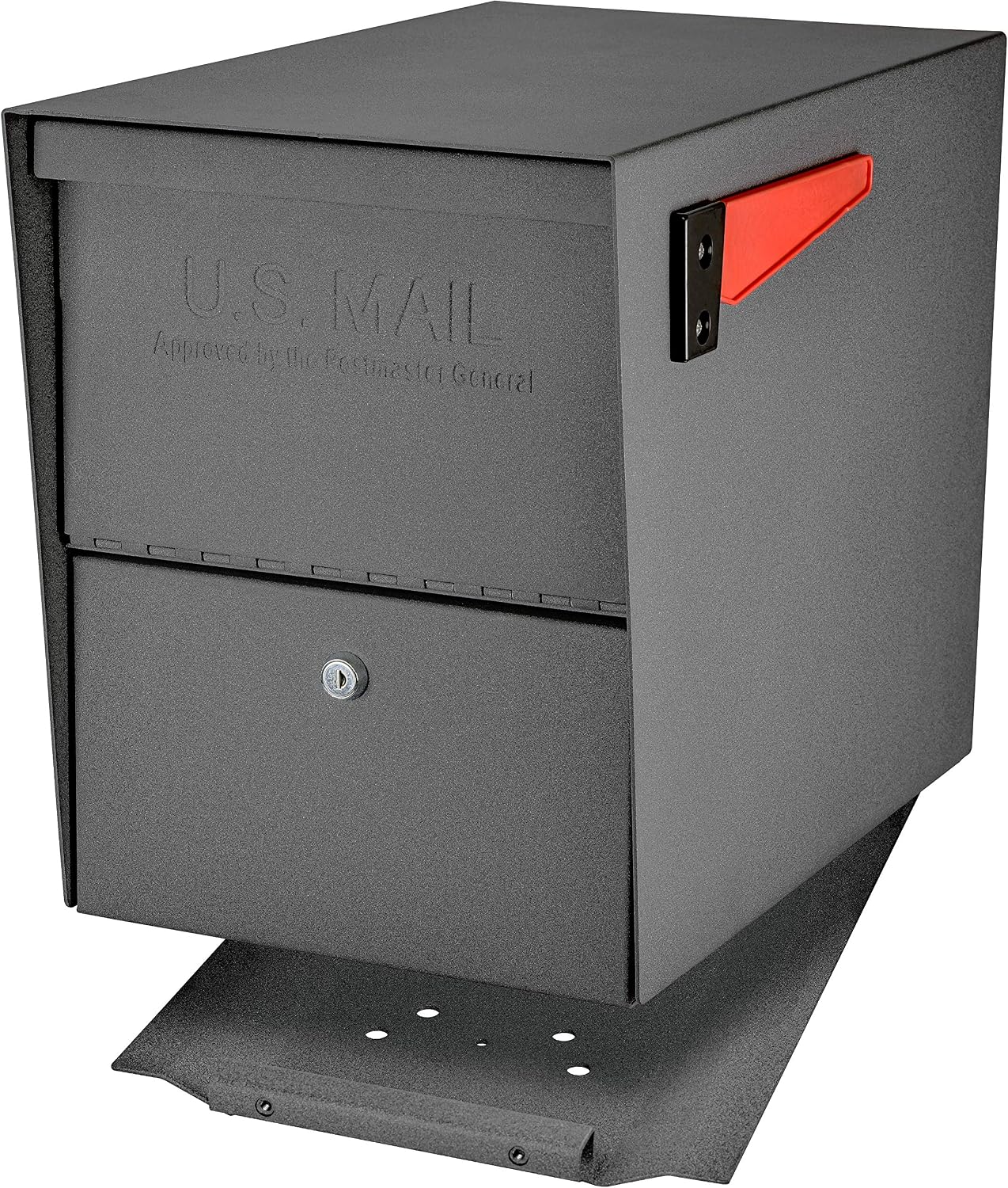 Mail Boss 7205 Package Master Curbside Locking Security Mailbox | Granite 21.5 x 12 x 16.5 inches & 7126 Surface Mount, Granite Mailbox Post