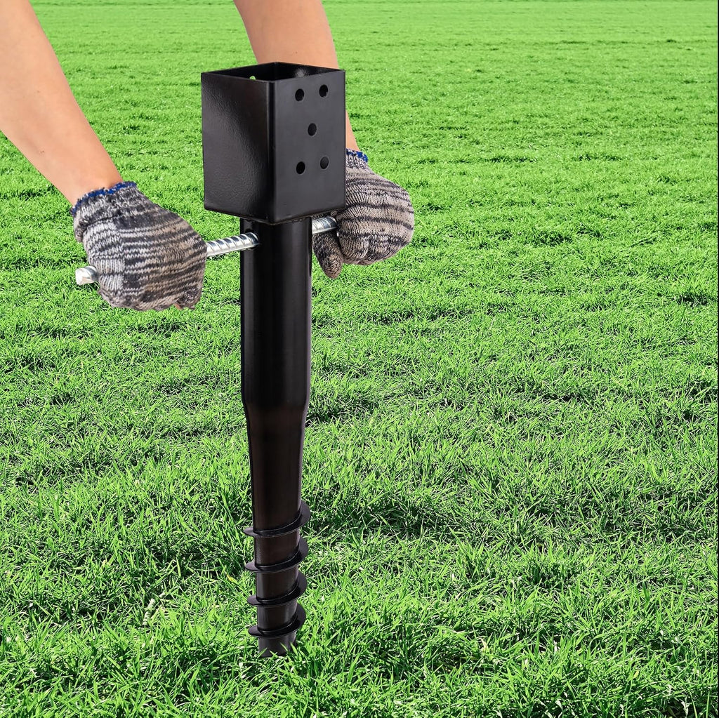 (Set of 4) LADECH Premium No Dig Ground Anchor – DIY Screw in Post Stake – 27 Inch – Fits Standard 4x4 Post (3.5' X 3.5' Inch) – Great for Mailbox Posts and Fence Posts