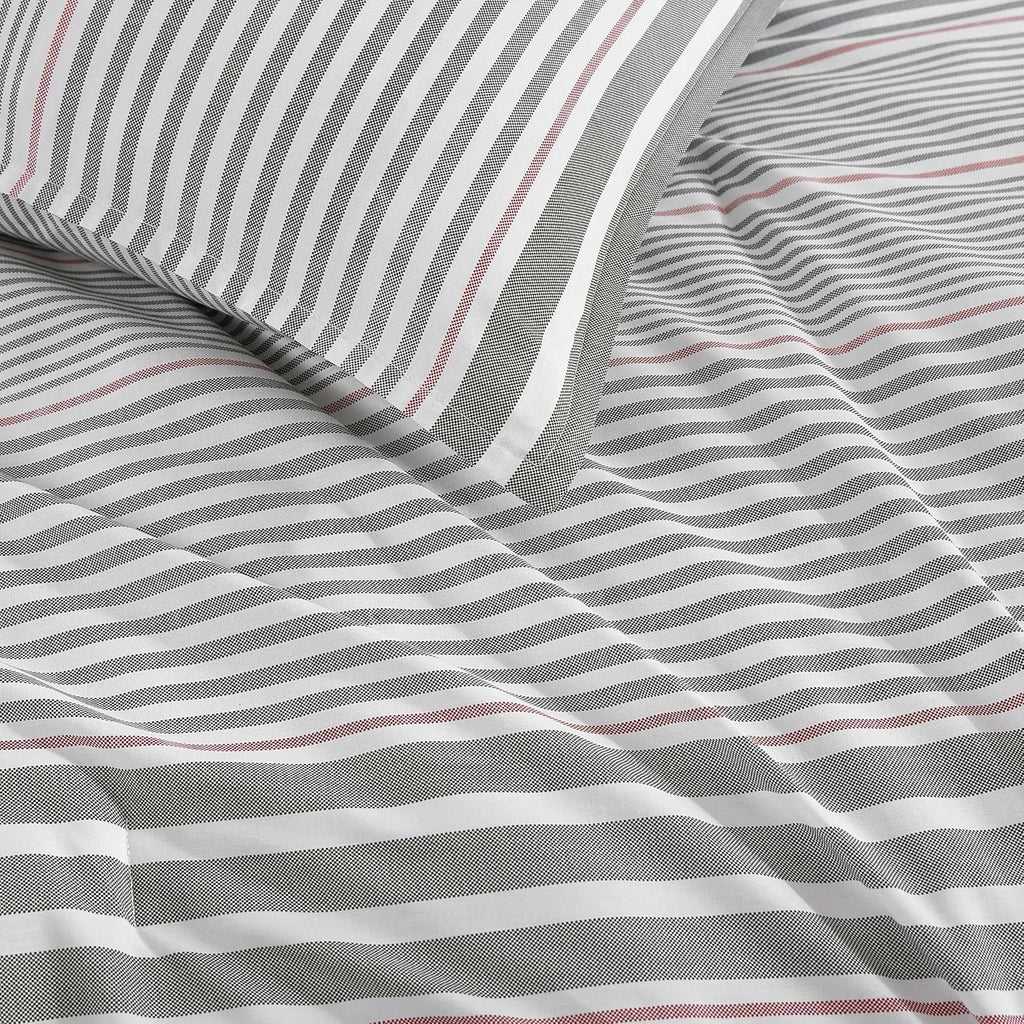 Tommy Hilfiger - King Comforter Set, Cotton Textured Bedding with Matching Shams, Medium Weight Bed Set, Oeko-TEX Certified (Danbury Stripe Blue)
