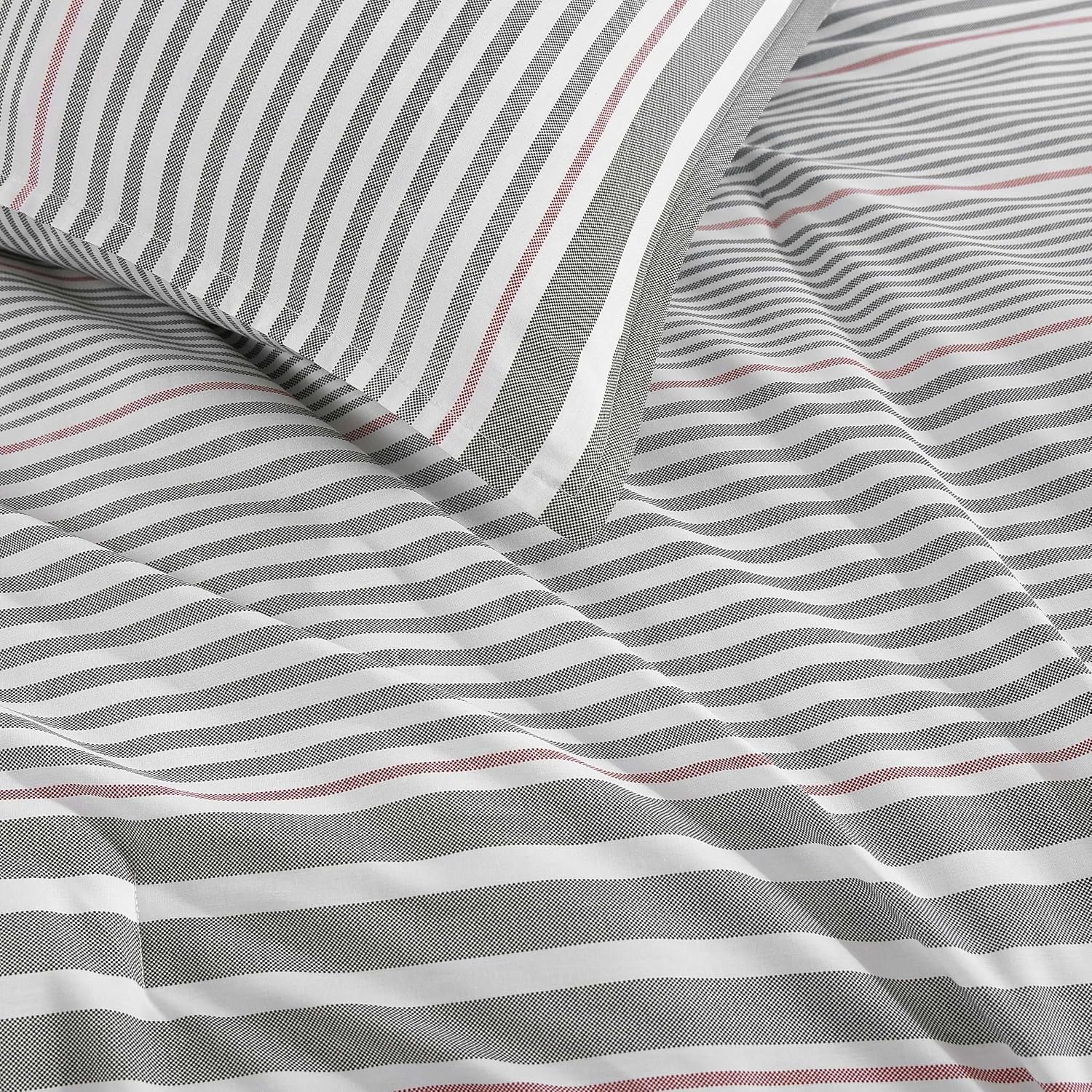 Tommy Hilfiger - King Comforter Set, Cotton Textured Bedding with Matching Shams, Medium Weight Bed Set, Oeko-TEX Certified (Danbury Stripe Blue)