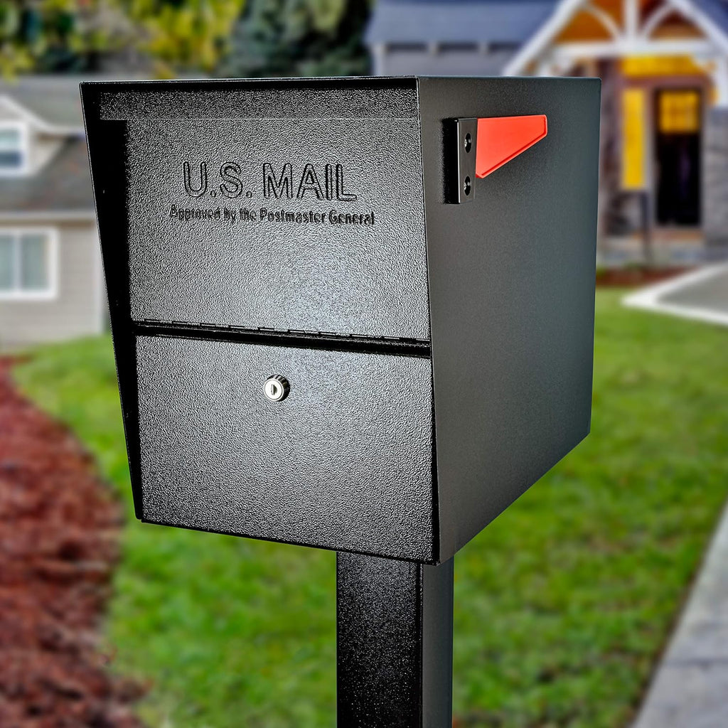 Mail Boss 7206 Package Master Curbside Locking Security Mailbox | Black,Medium
