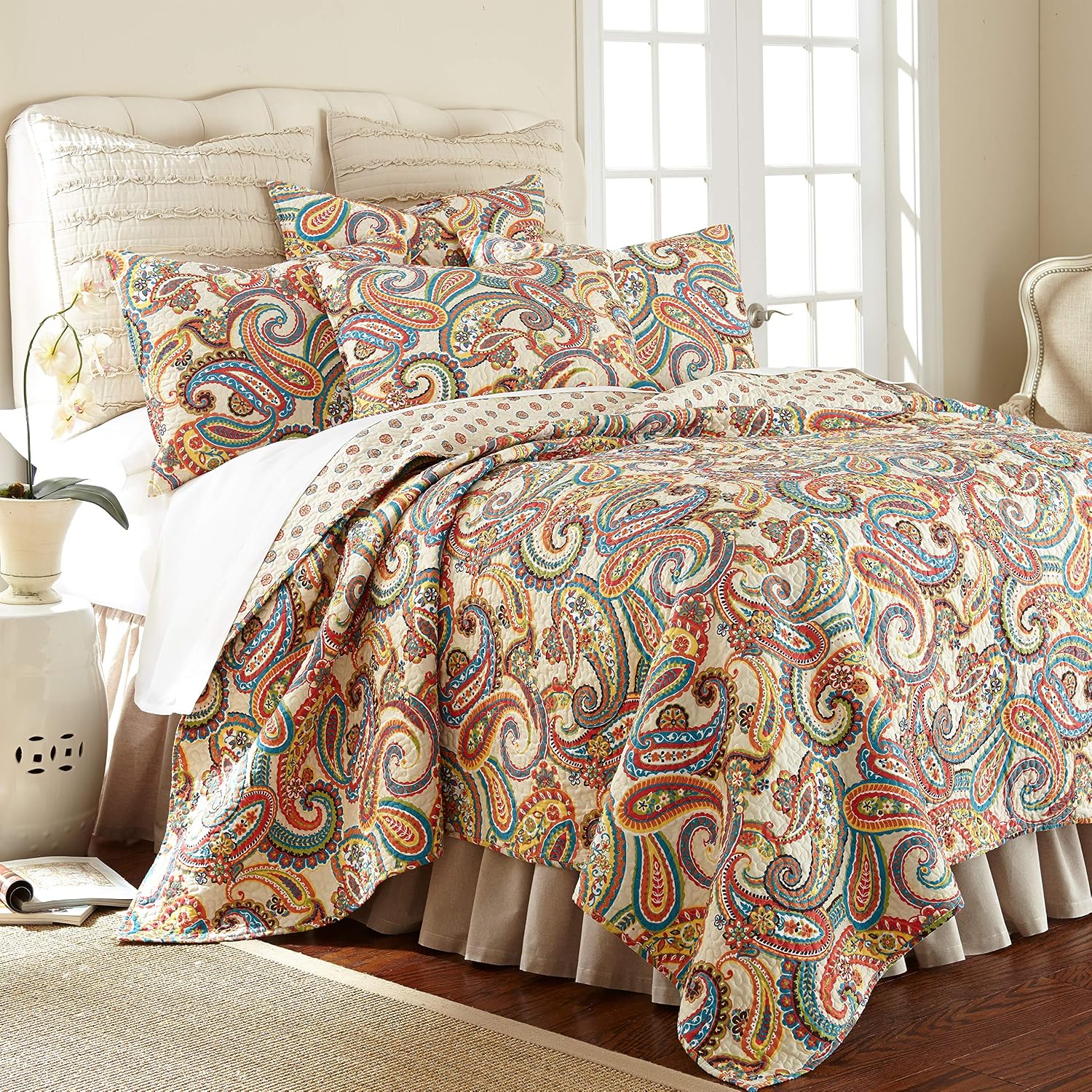 Levtex Home Alyssa Paisley Twin Cotton Quilt Set Autumn Colors