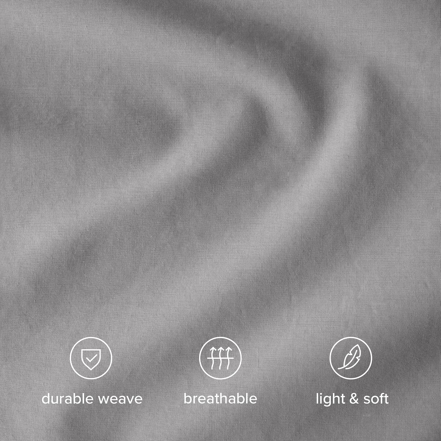 Bare Home 100% Organic Cotton California King Duvet Cover Set - Crisp Percale Weave - Lightweight & Breathable - Cooling Duvet Cover Set (California King, Light Grey)