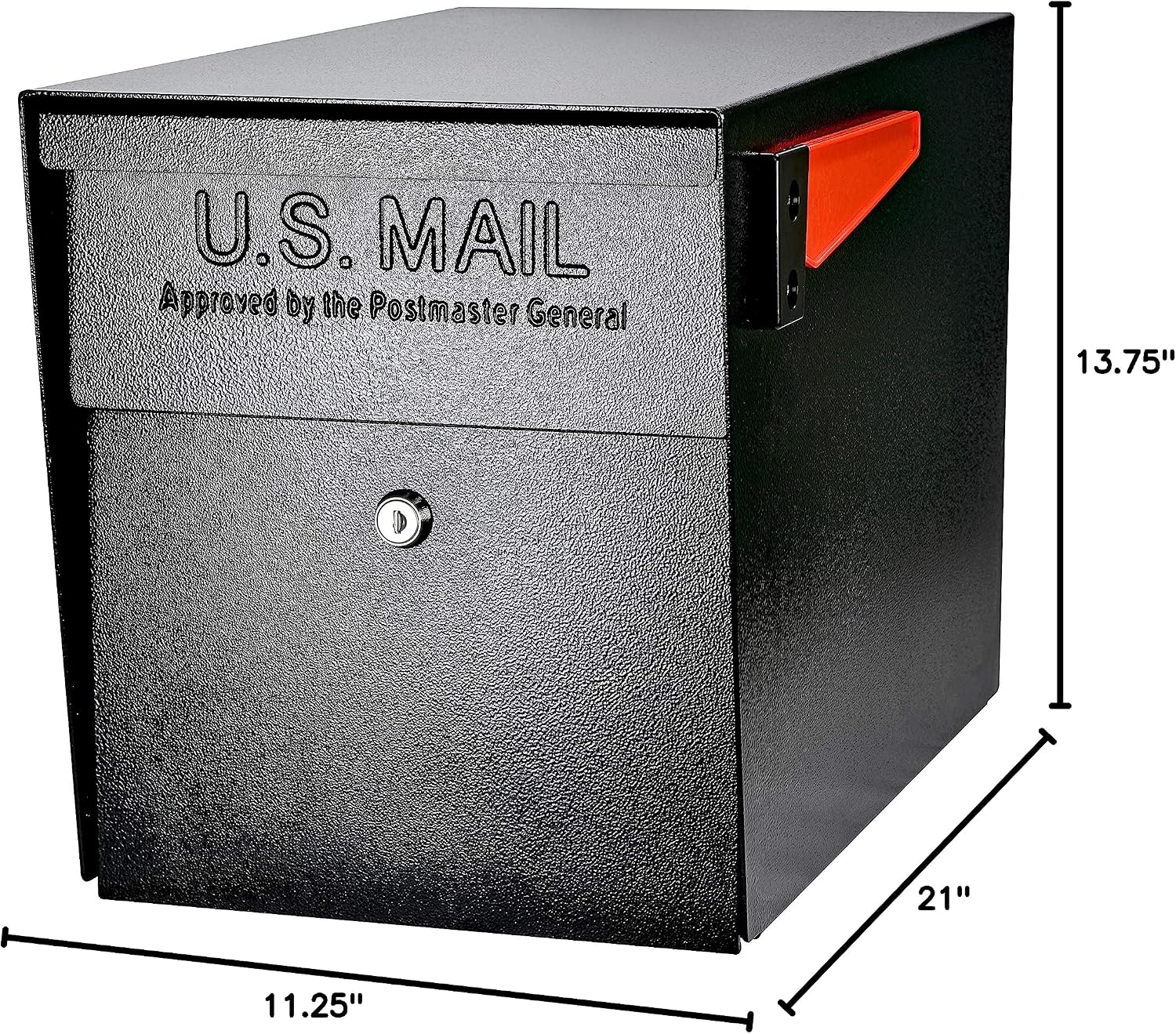 Mail Boss 7106 Curbside Steel Post Mount Security Locking Mailbox, Black, Extra Large, 21 in. D x 11.125 in. W x 13.75 in. H