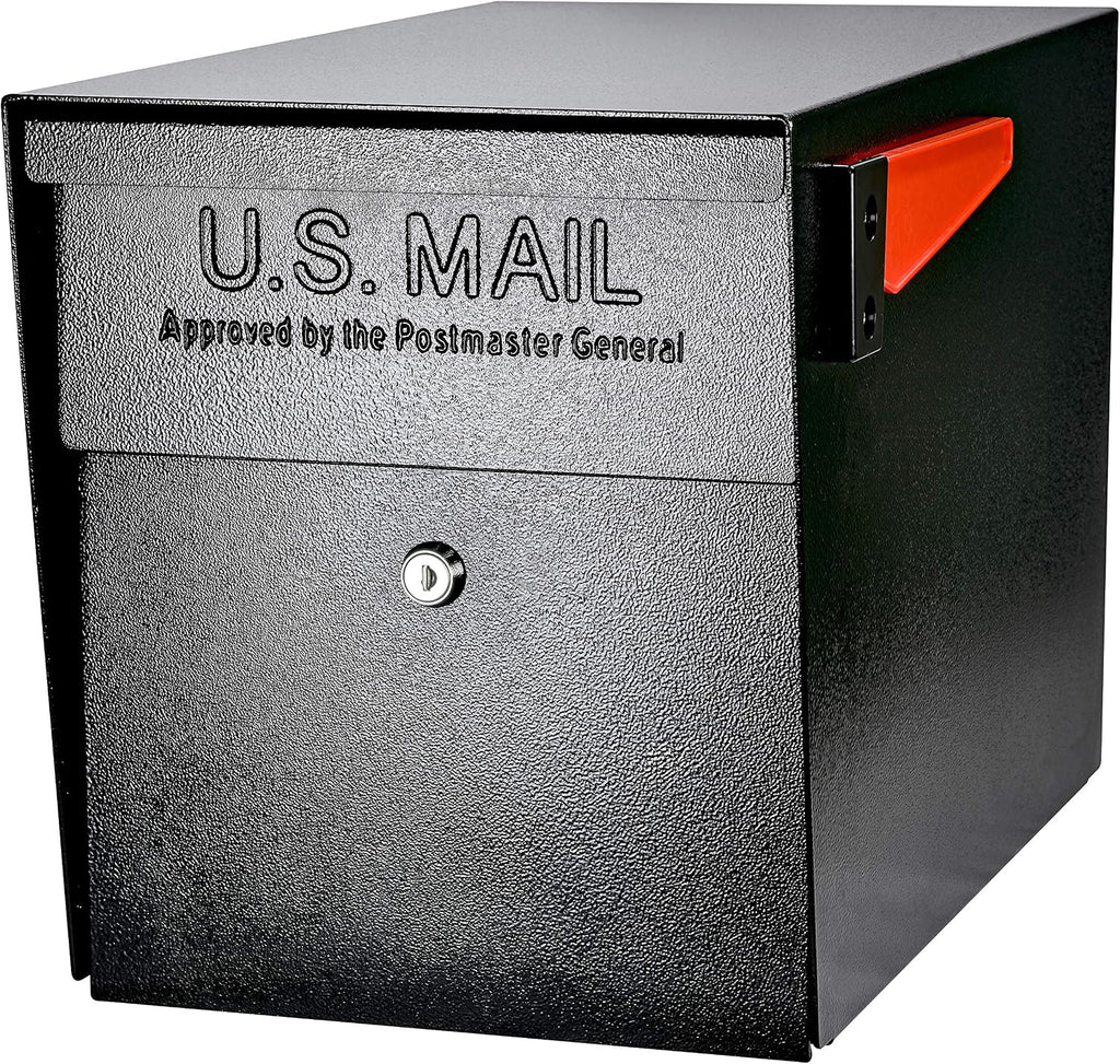 Mail Boss 7106 Curbside Steel Post Mount Security Locking Mailbox, Black, Extra Large, 21 in. D x 11.125 in. W x 13.75 in. H
