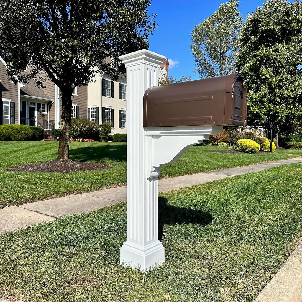 Mayne Manchester Single Arm Mail Post - White - 26in L x 9in W x 58in H - Manchester Post & Arm, Hardware Kit (5852-W)