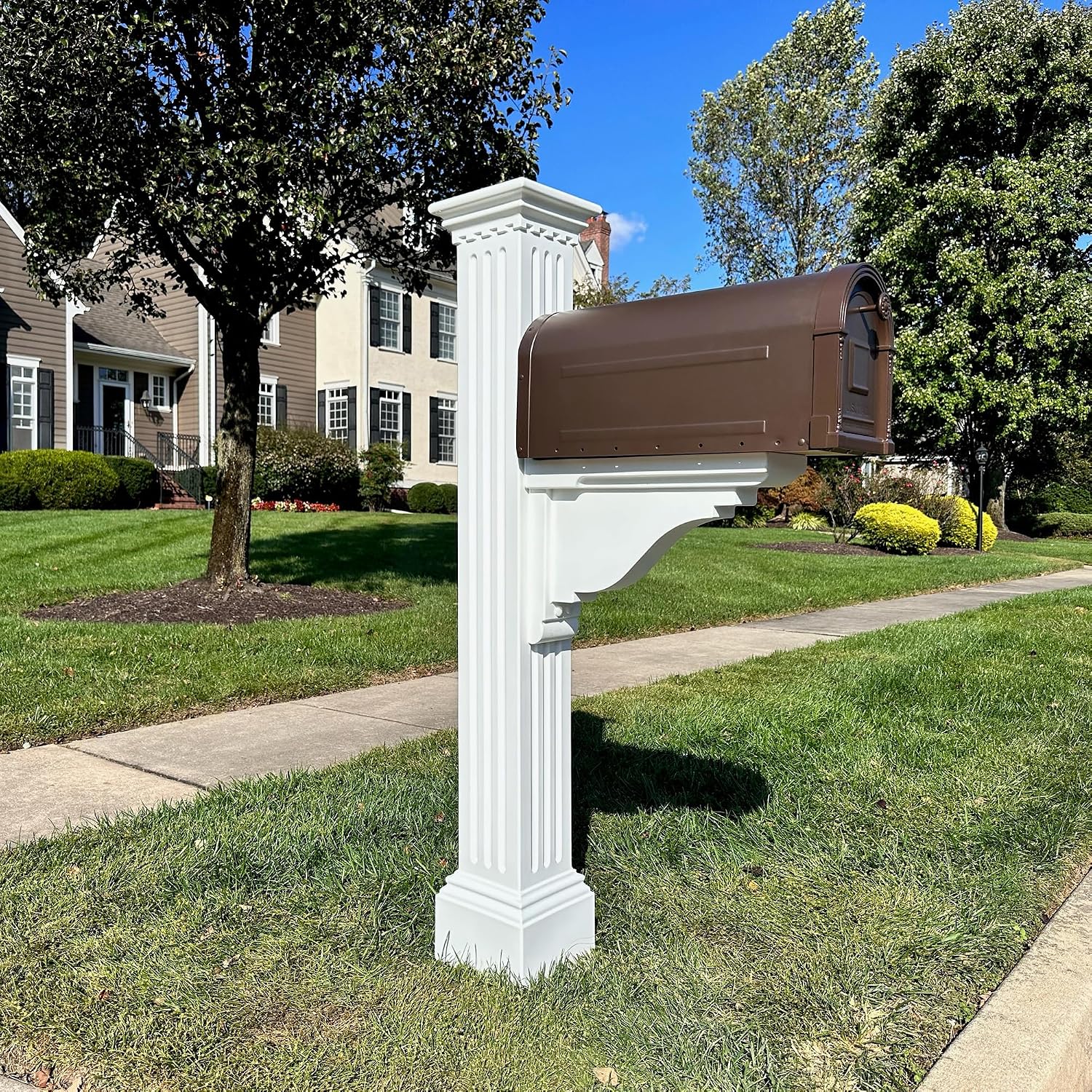 Mayne Manchester Single Arm Mail Post - White - 26in L x 9in W x 58in H - Manchester Post & Arm, Hardware Kit (5852-W)