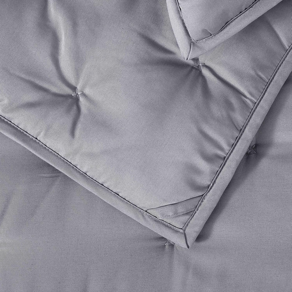100% Viscose Derived from Bamboo Quilt Set, Soft Dreamer Cross Stitch Bedding, All Season Down Alternative Comforter with 4 Corner Loops, 2-Piece Set, Twin,Dark Grey