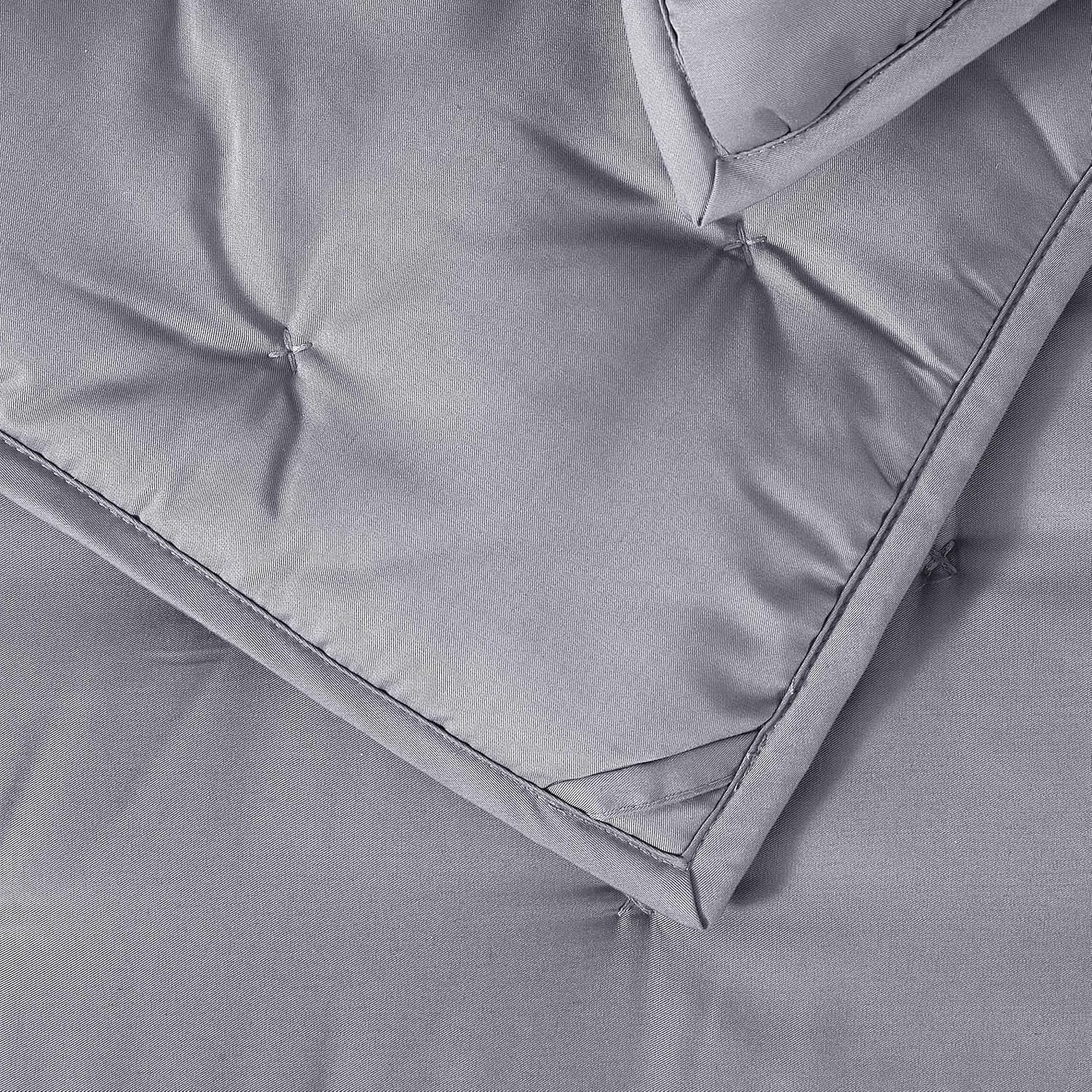 100% Viscose Derived from Bamboo Quilt Set, Soft Dreamer Cross Stitch Bedding, All Season Down Alternative Comforter with 4 Corner Loops, 2-Piece Set, Twin,Dark Grey